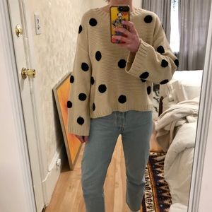 Black and Tan polka dot adorable sweater